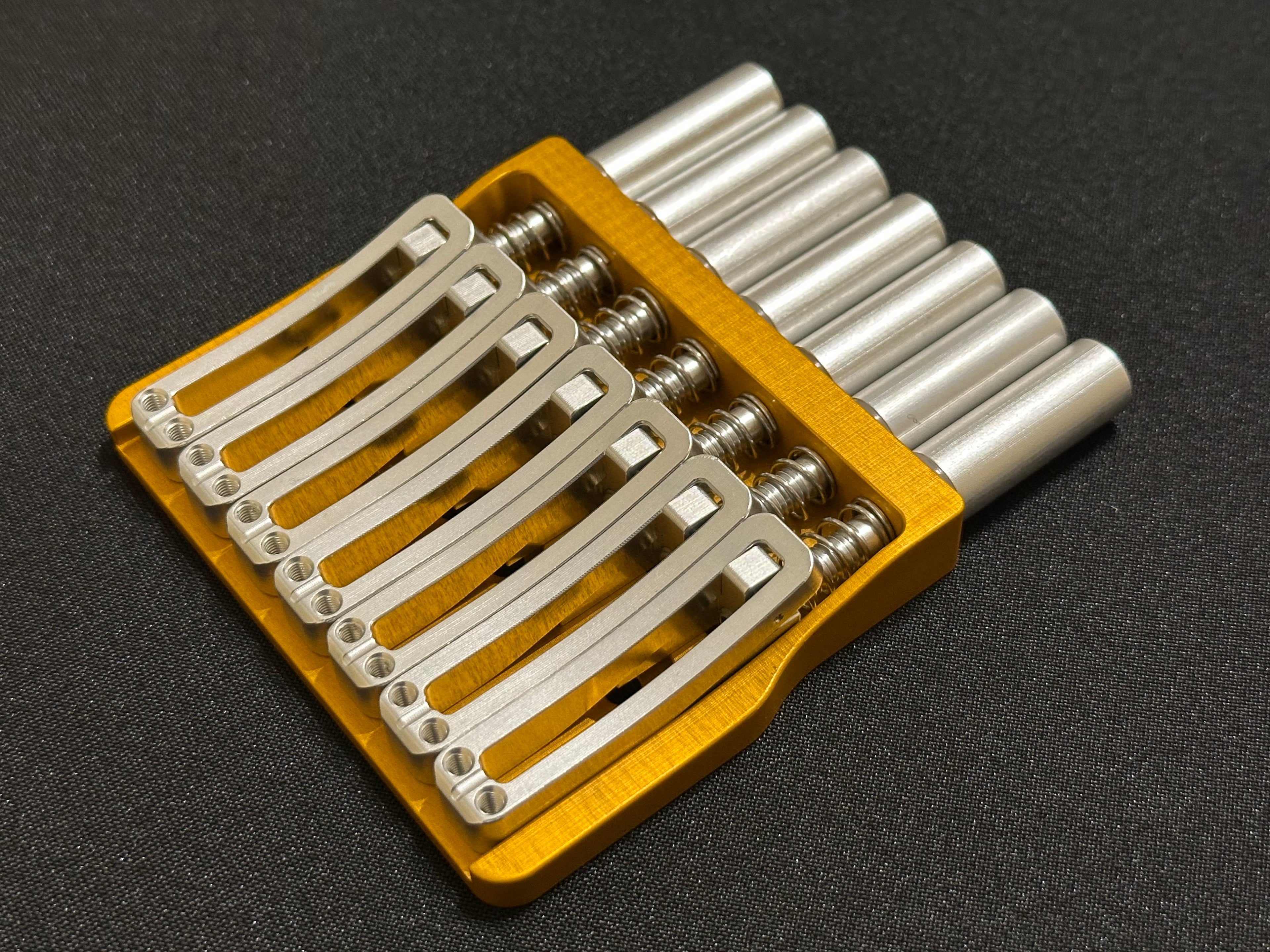 Rakhvari 7 String Hardtail Bridge Gold Baseplate / Silver Hardware