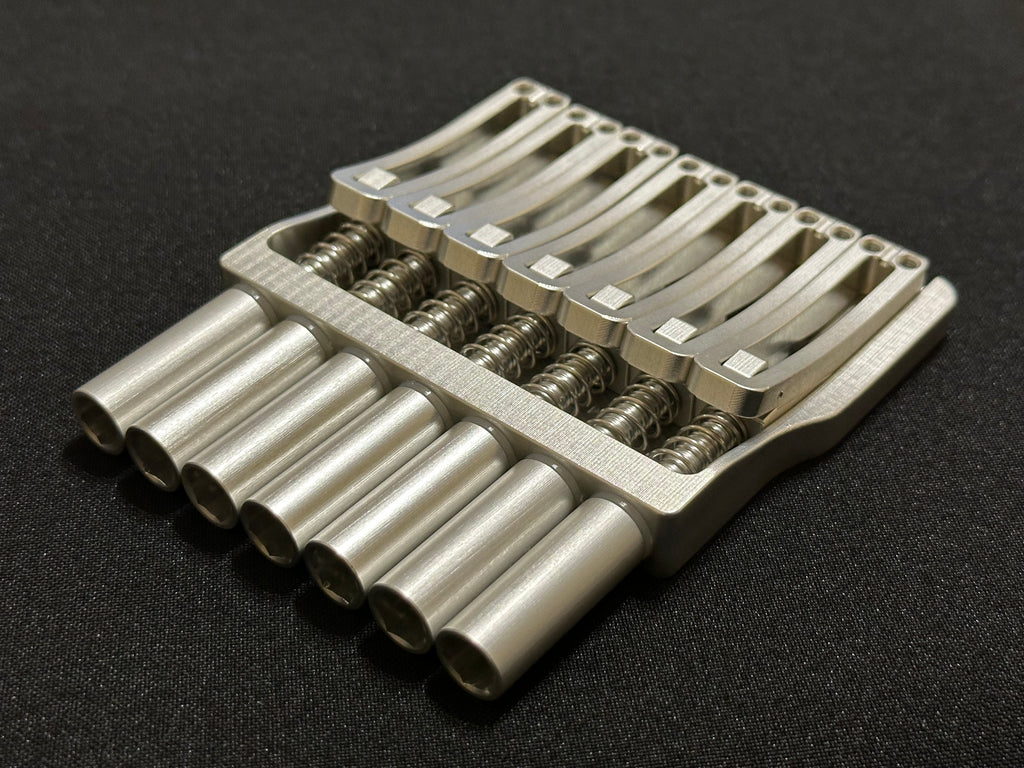 Rakhvari 7 String Hardtail Bridge - Silver Baseplate / Silver Hardware ￼