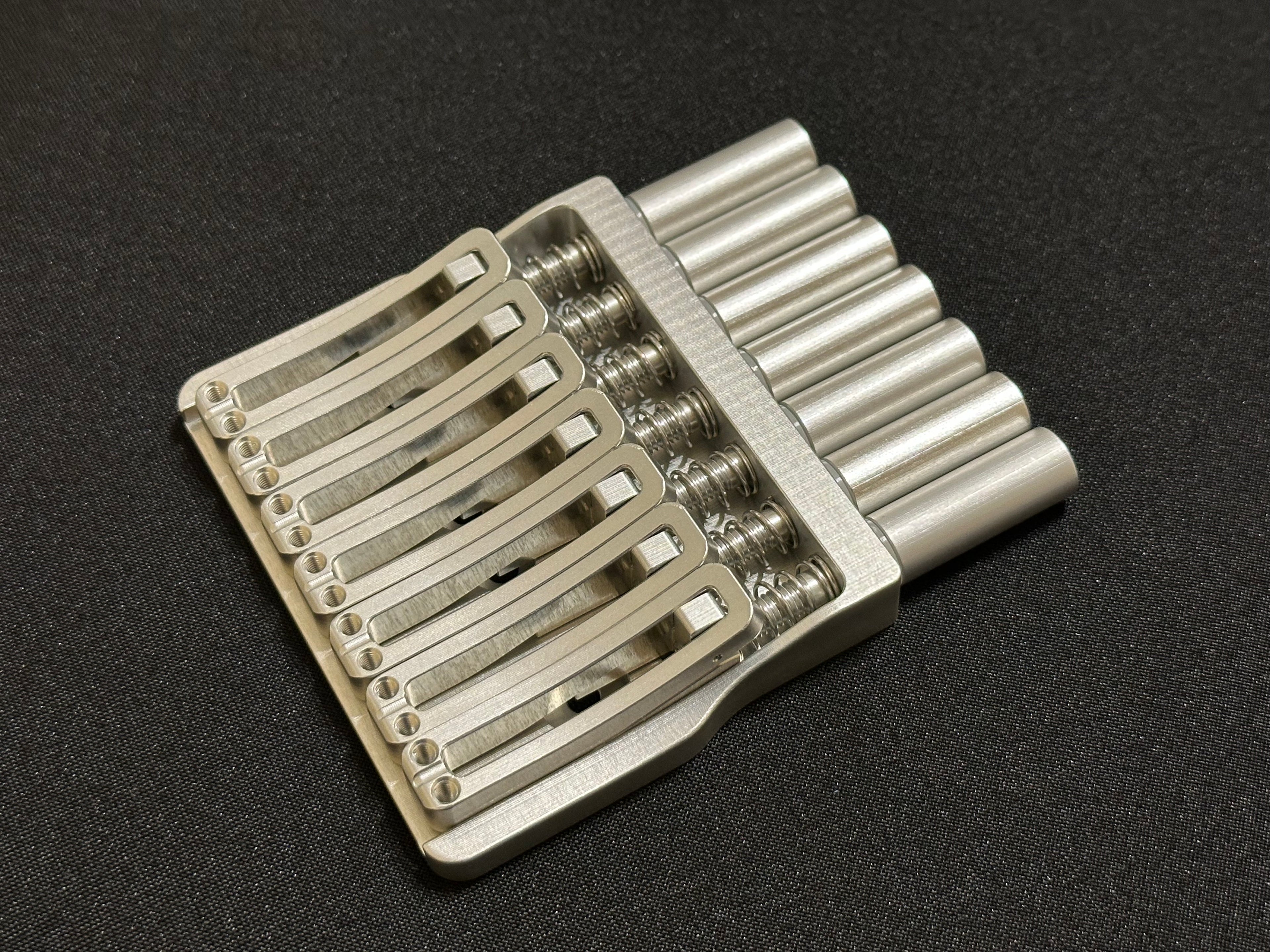 Rakhvari 7 String Hardtail Bridge - Silver Baseplate / Silver Hardware ￼