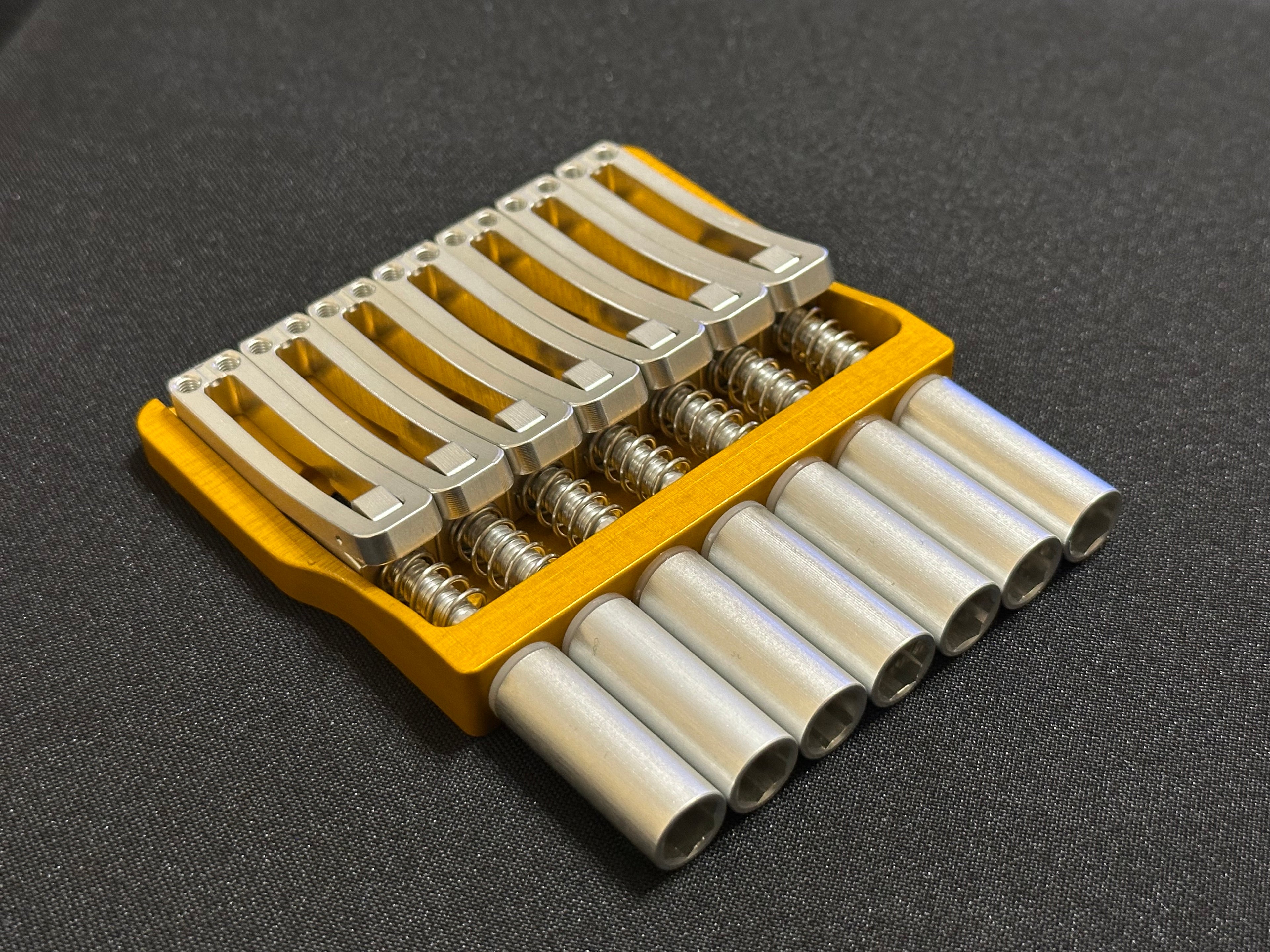 Rakhvari 7 String Hardtail Bridge Gold Baseplate / Silver Hardware