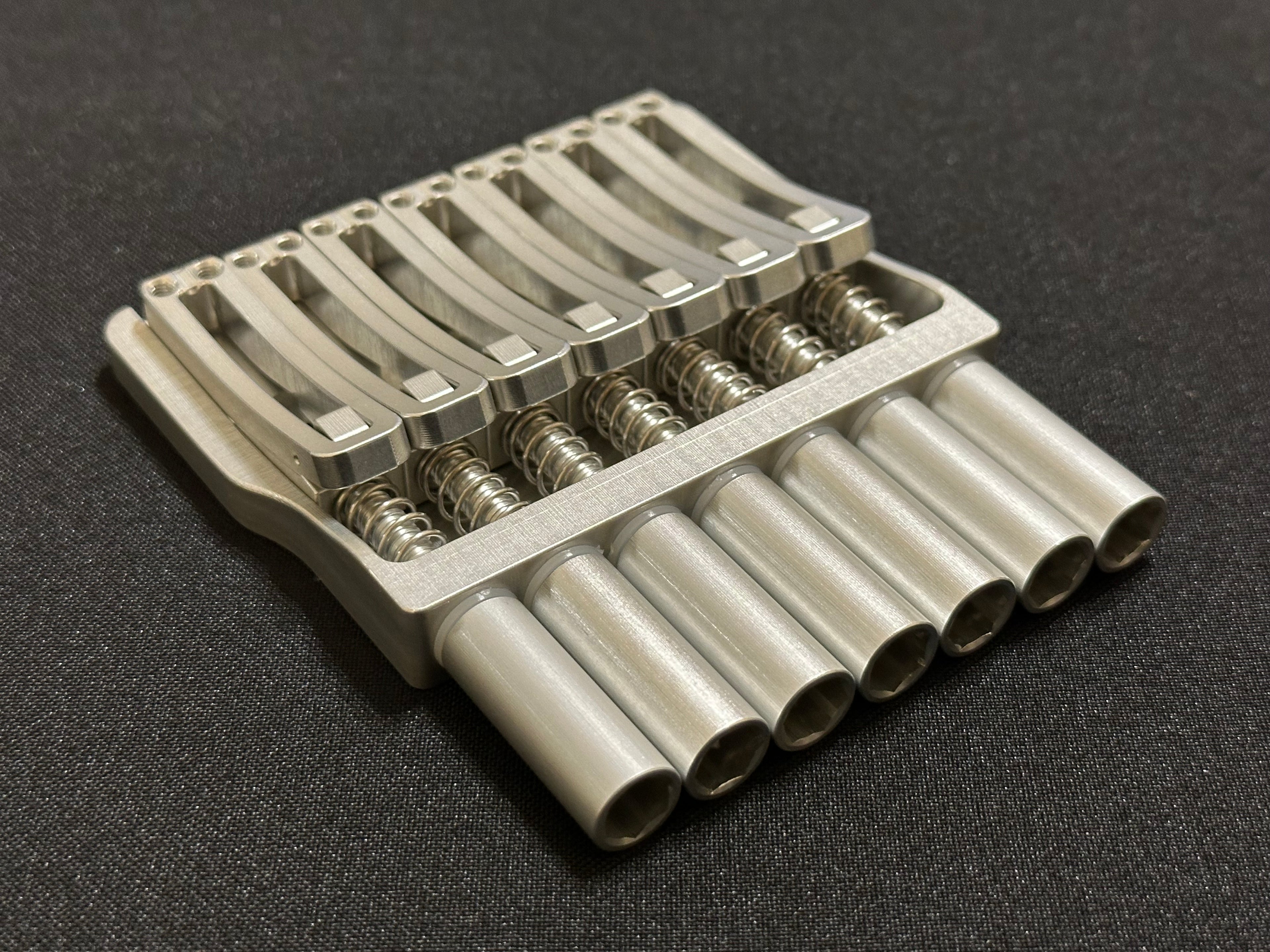 Rakhvari 7 String Hardtail Bridge - Silver Baseplate / Silver Hardware ￼