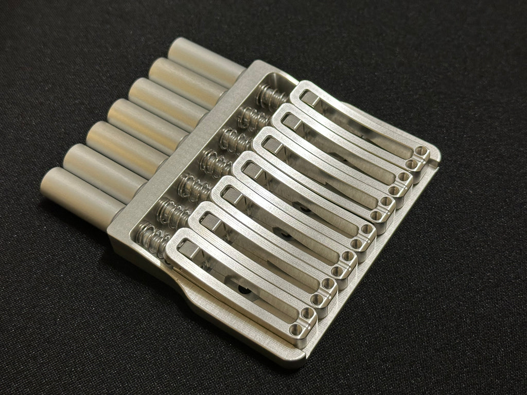 Rakhvari 7 String Hardtail Bridge - Silver Baseplate / Silver Hardware ￼