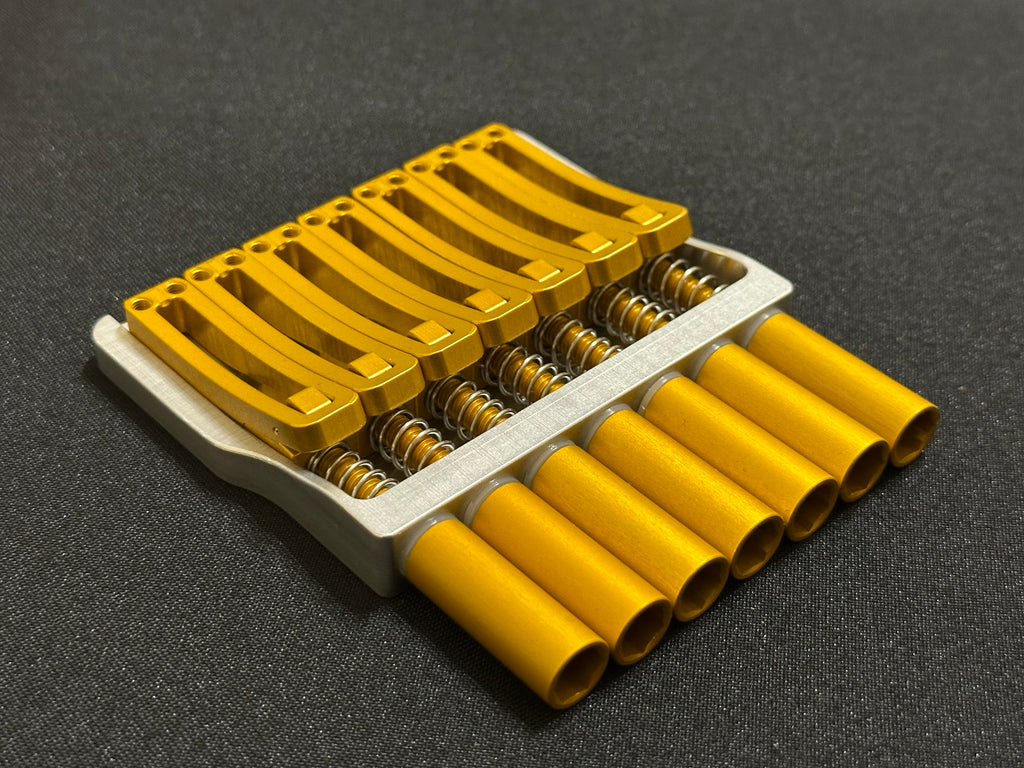 Rakhvari 7 String Hardtail Bridge - Silver Baseplate / Gold Hardware