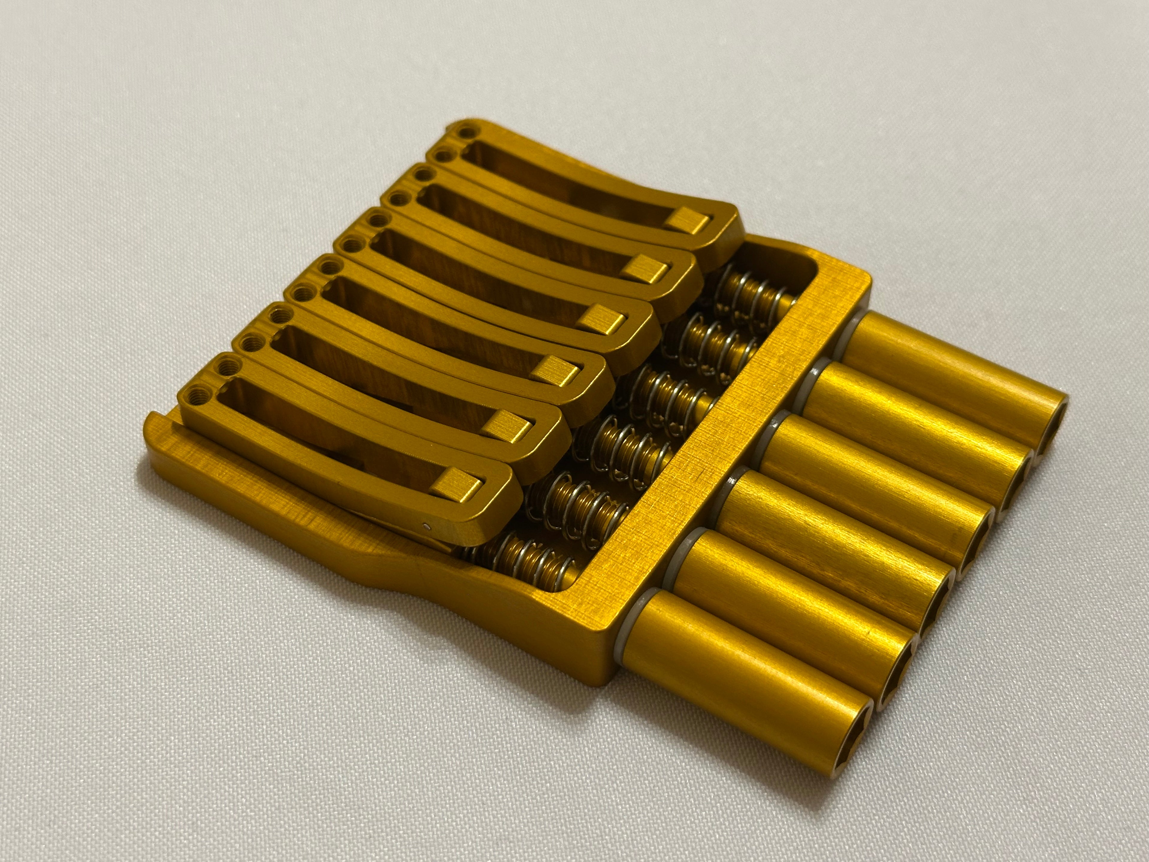 Rakhvari 6 String Hardtail Bridge - Gold Baseplate / Gold Hardware