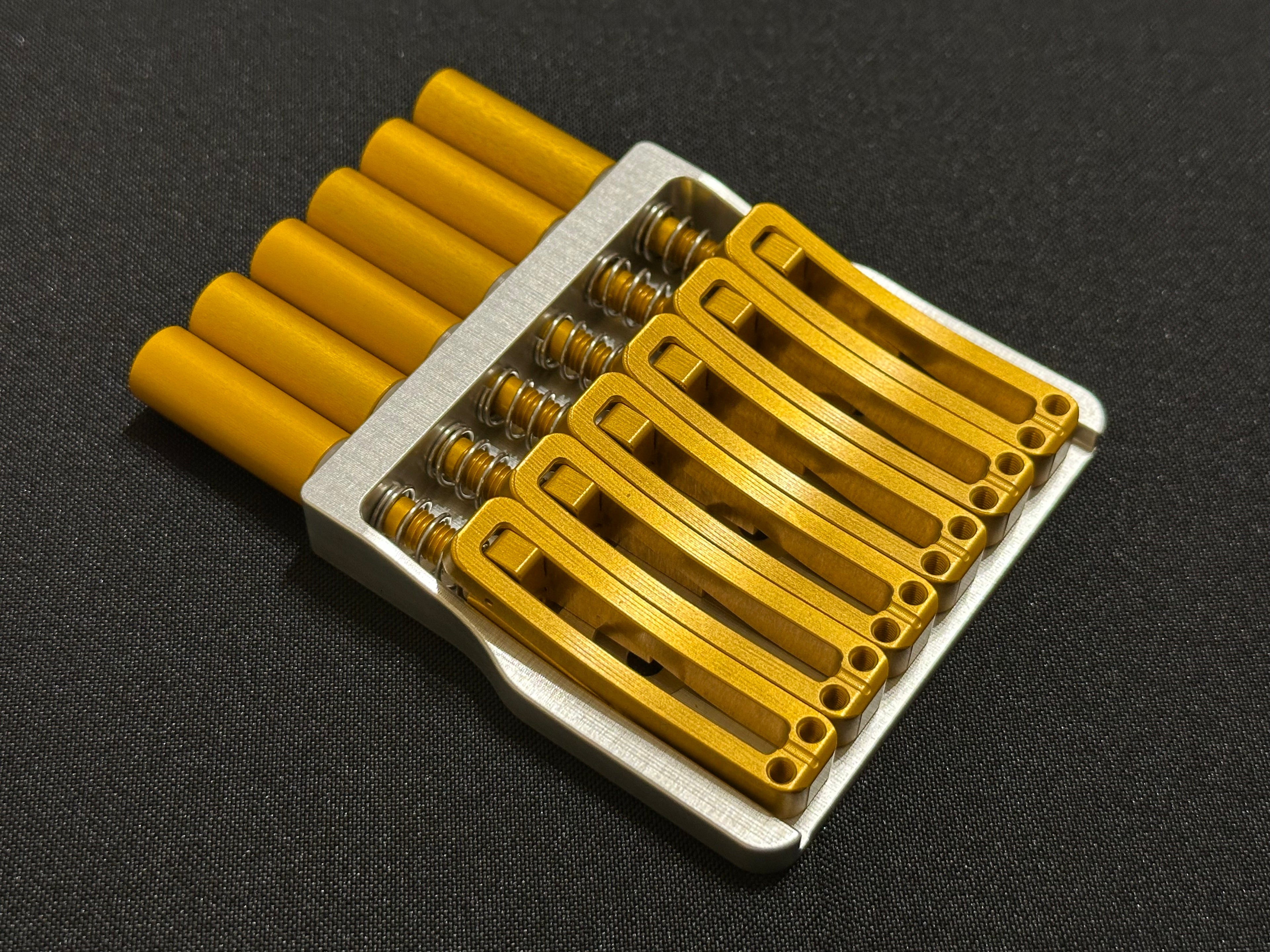 Rakhvari 6 String Hardtail Bridge - Silver Baseplate / Gold Hardware