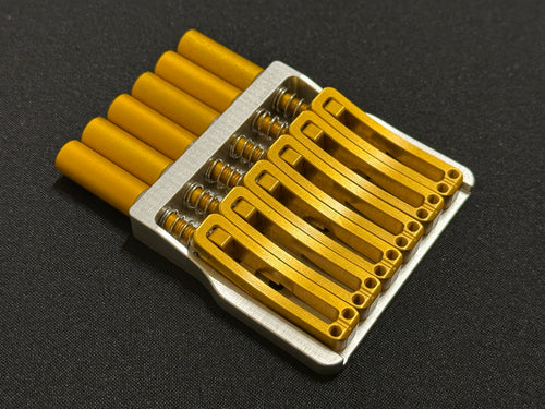 Rakhvari 6 String Hardtail Bridge - Silver Baseplate / Gold Hardware
