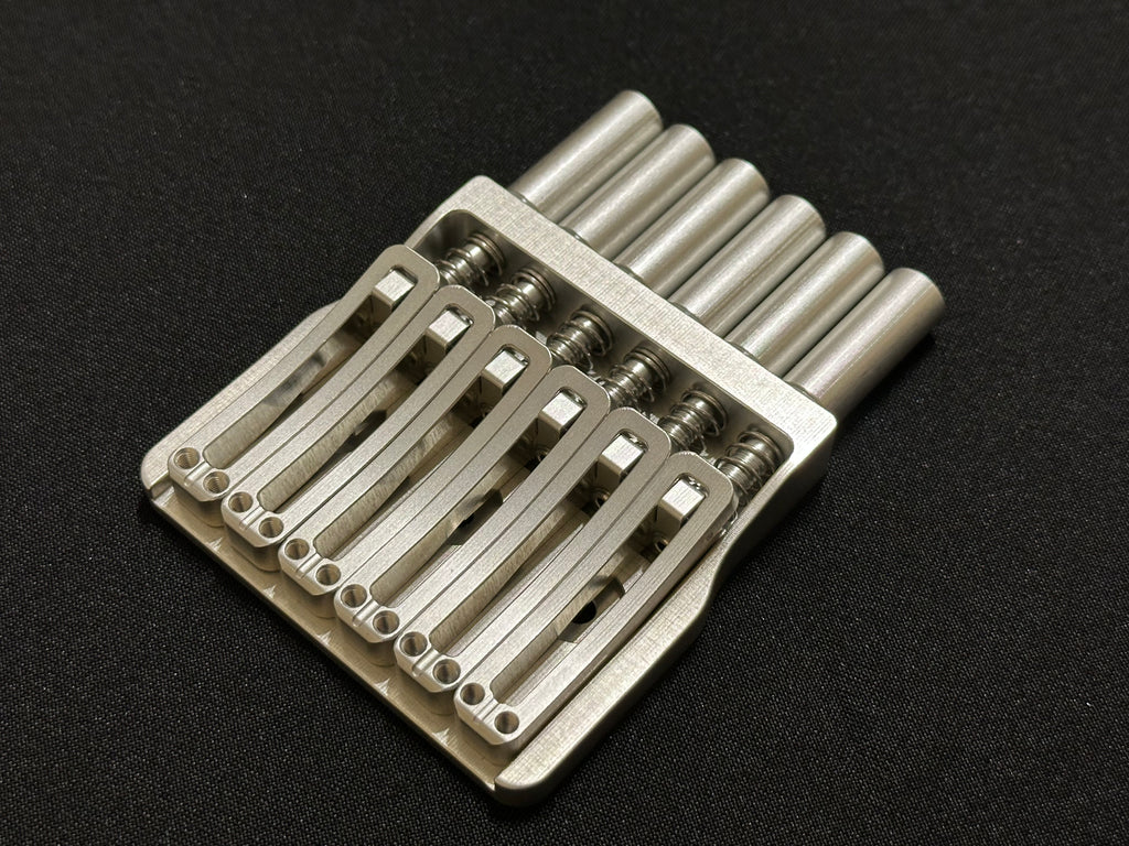 Rakhvari 6 String Hardtail Bridge - Silver Baseplate / Silver Hardware