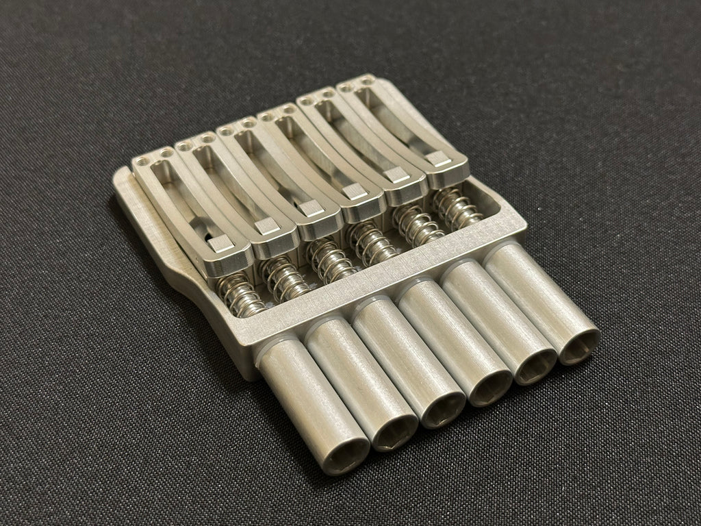 Rakhvari 6 String Hardtail Bridge - Silver Baseplate / Silver Hardware