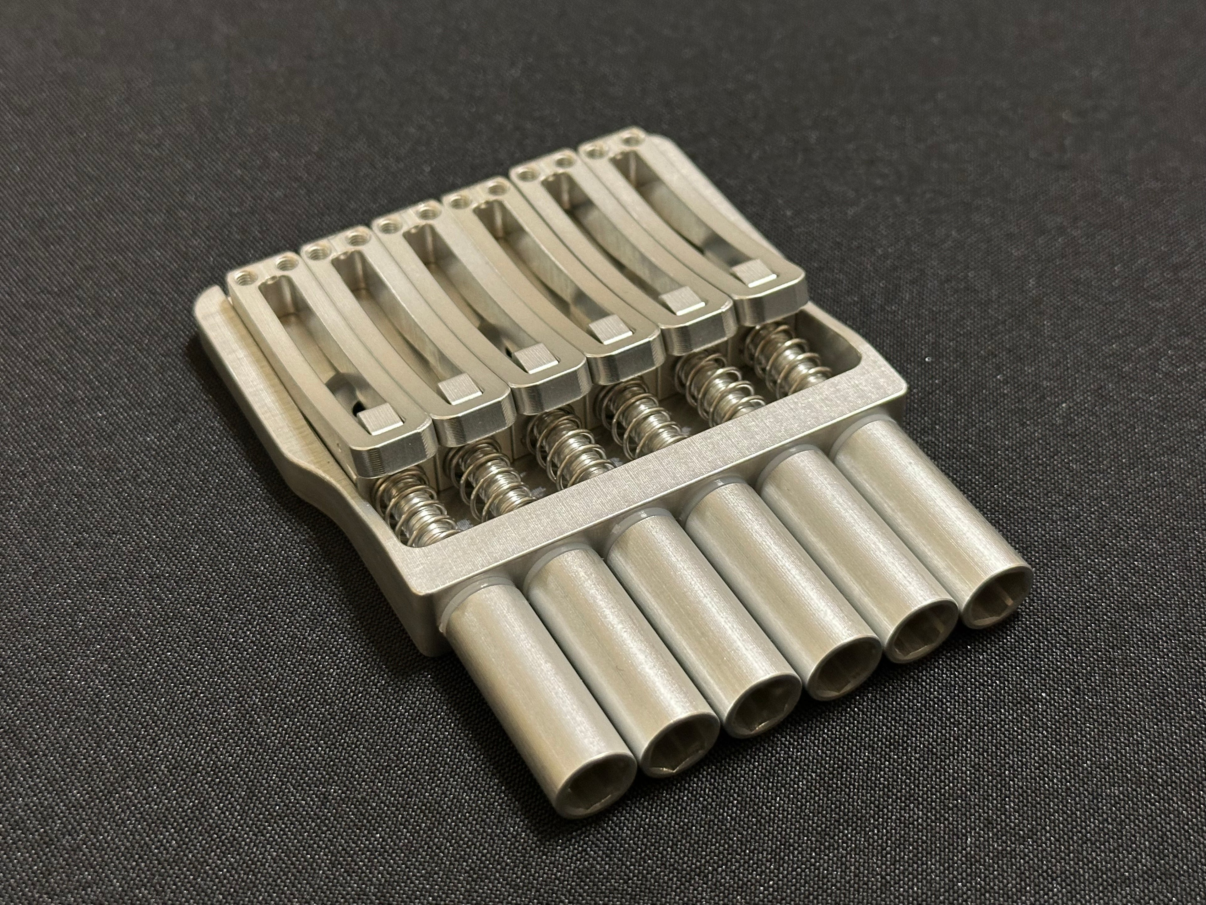 Rakhvari 6 String Hardtail Bridge - Silver Baseplate / Silver Hardware