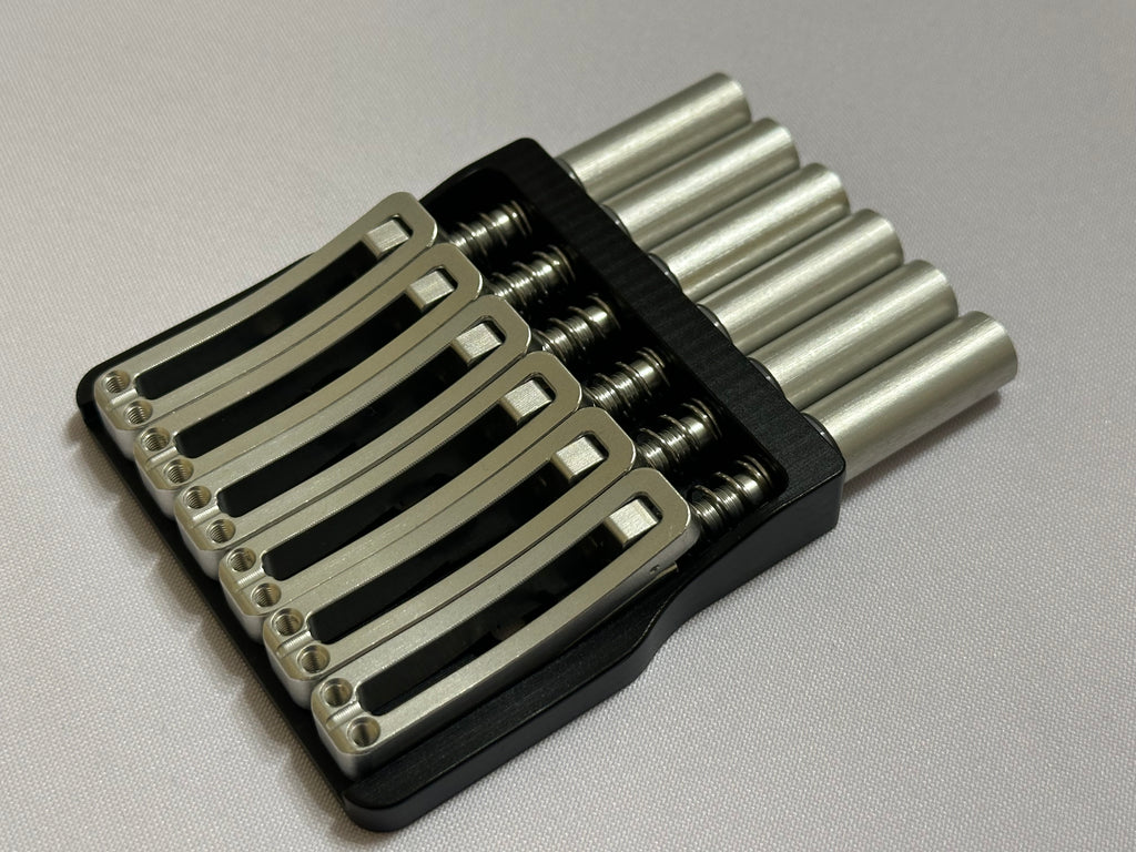 Rakhvari 6 String Hardtail Bridge - Black Baseplate / Silver Hardware