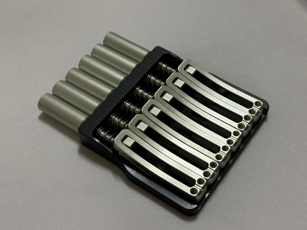 Rakhvari 6 String Hardtail Bridge - Black Baseplate / Silver Hardware