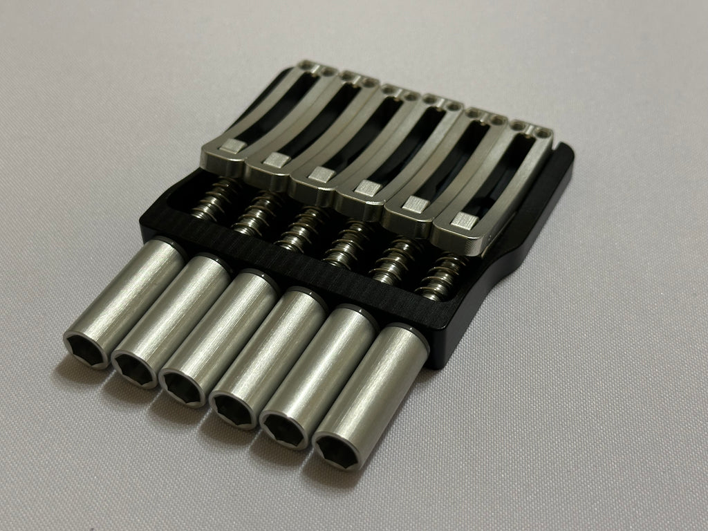 Rakhvari 6 String Hardtail Bridge - Black Baseplate / Silver Hardware