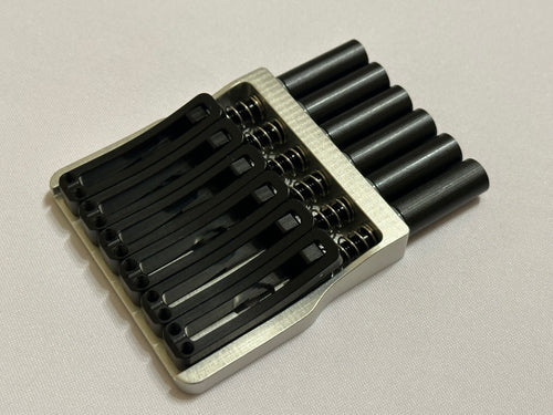 Rakhvari 6 String Hardtail Bridge - Silver Baseplate / Black Hardware