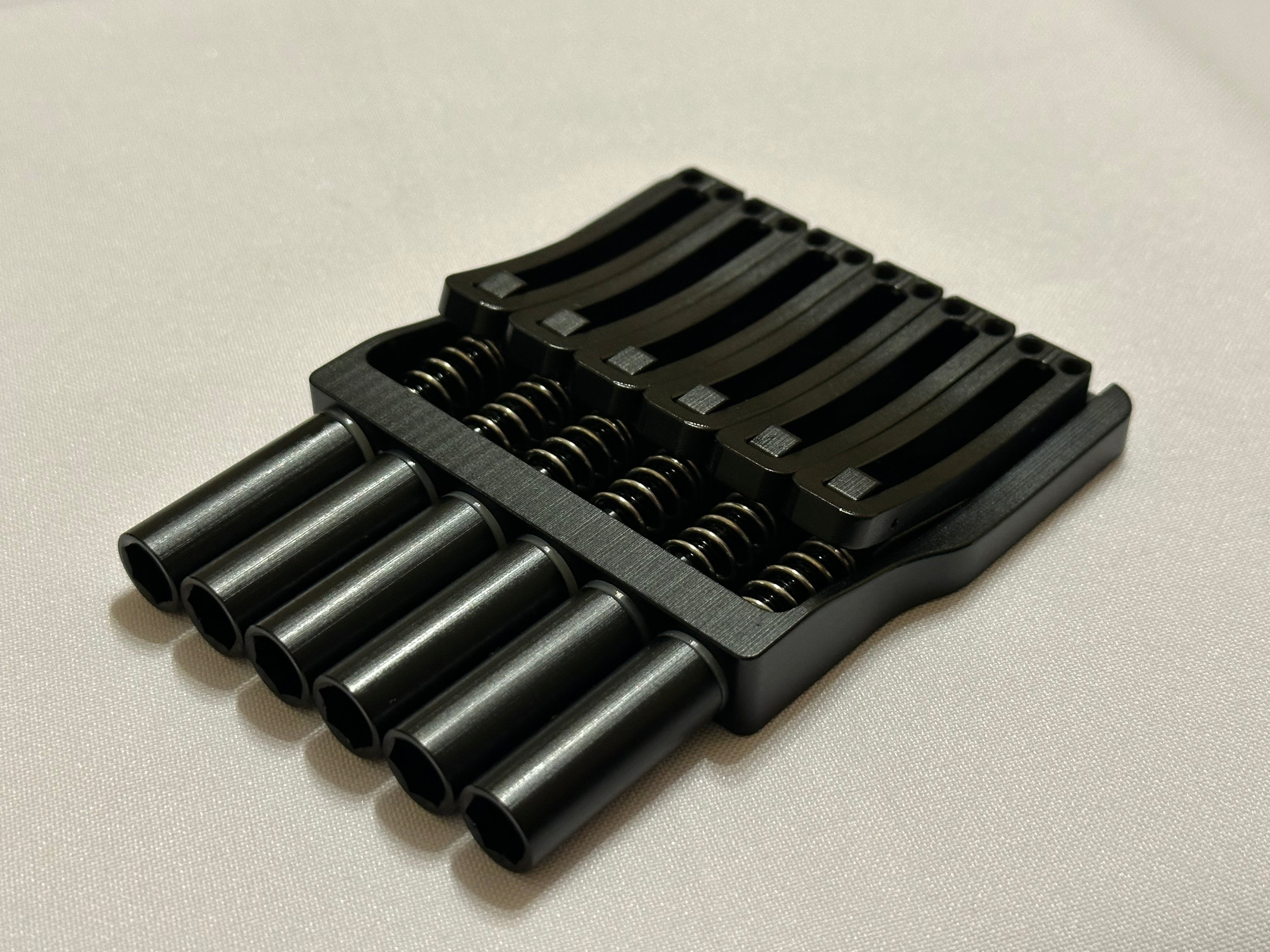 Rakhvari 6 String Hardtail Bridge - Black Baseplate / Black Hardware