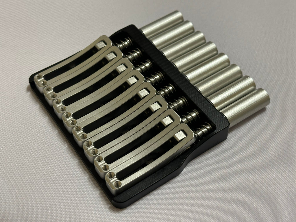 Rakhvari 8 String Hardtail Bridge - Black Baseplate / Silver Hardware