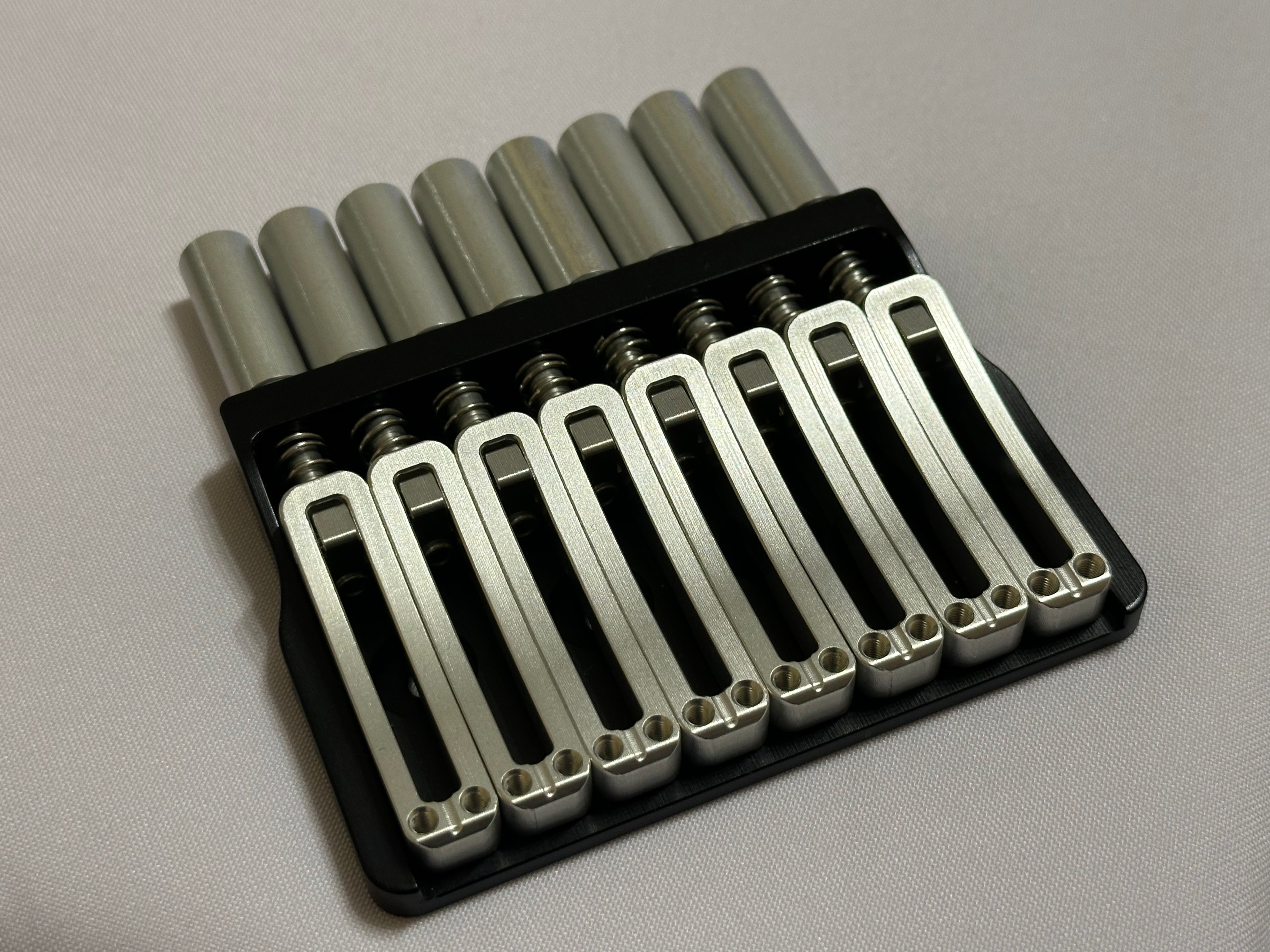 Rakhvari 8 String Hardtail Bridge - Black Baseplate / Silver Hardware