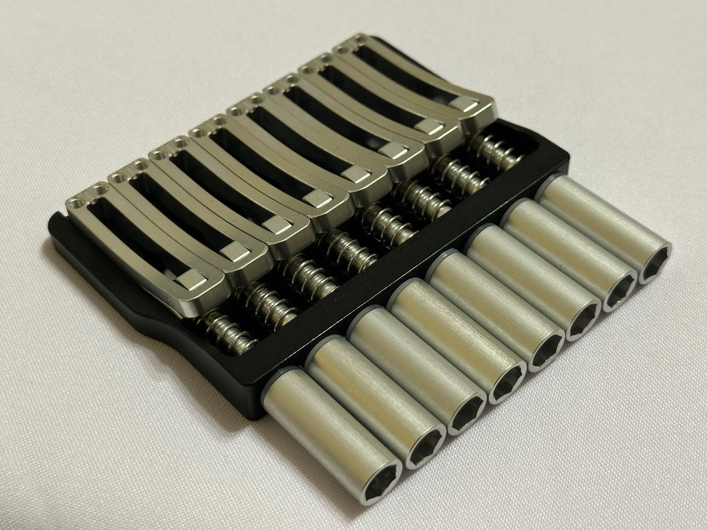 Rakhvari 8 String Hardtail Bridge - Black Baseplate / Silver Hardware