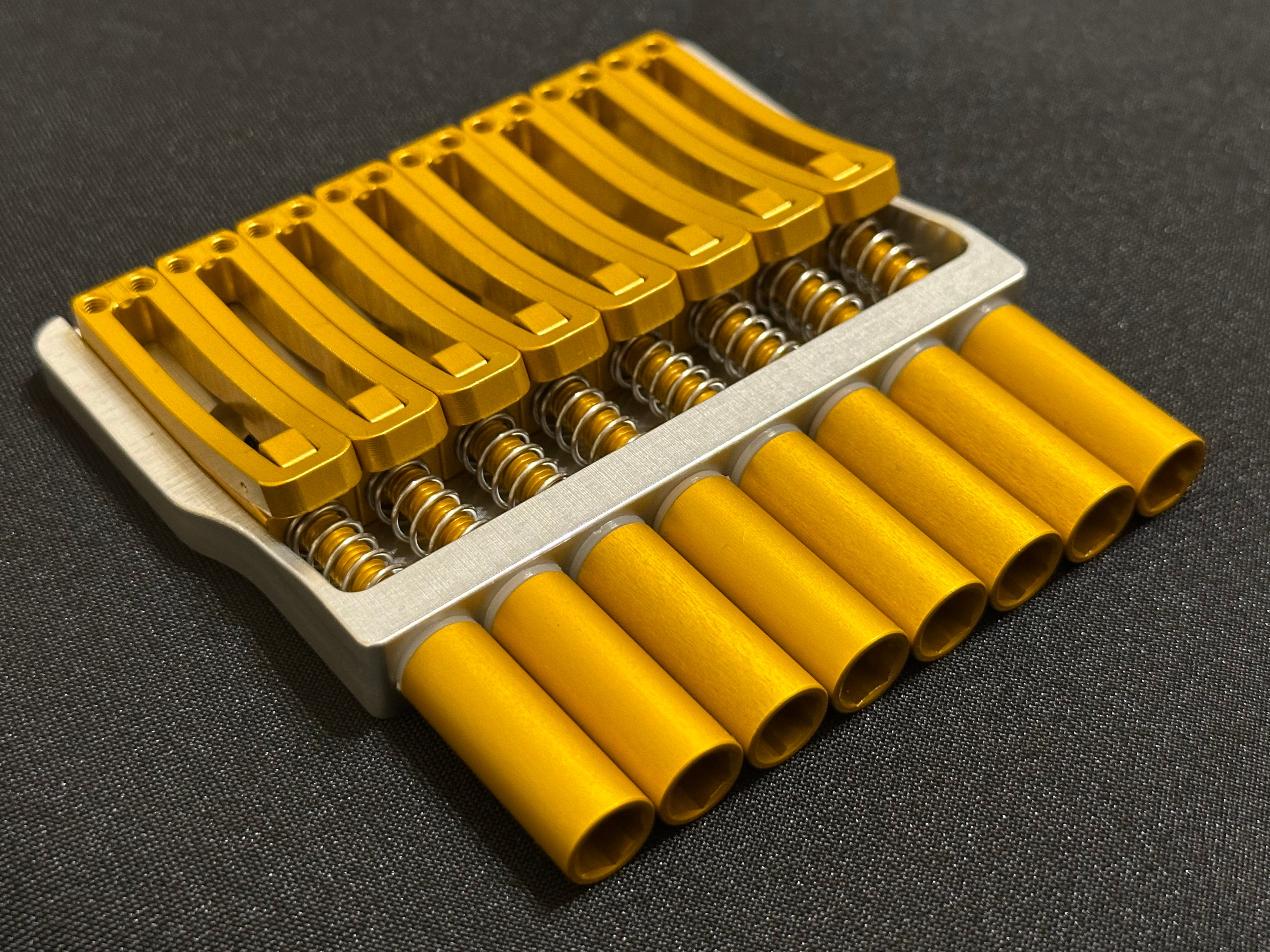 Rakhvari 8 String Hardtail Bridge - Silver Baseplate / Gold Hardware