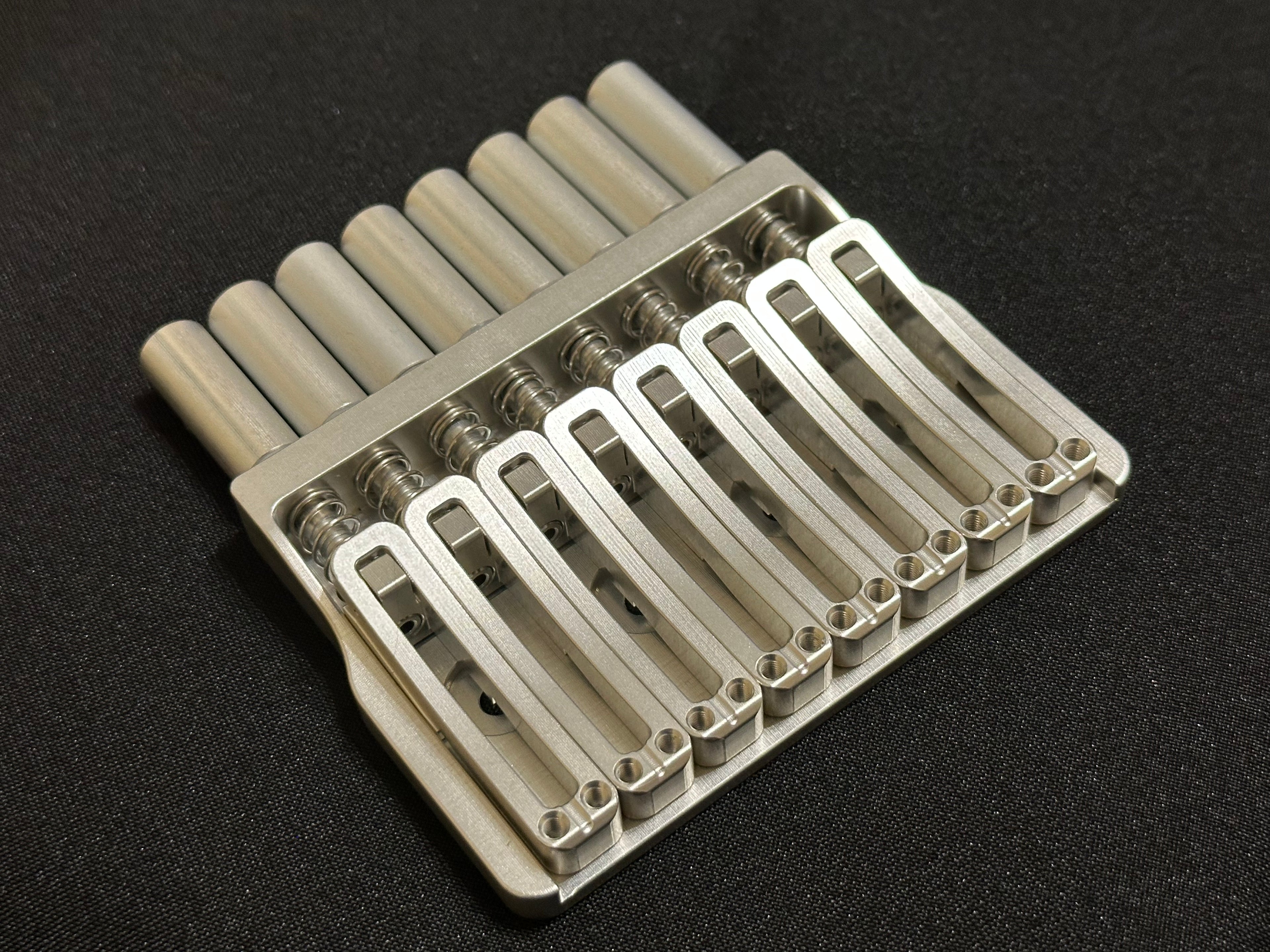 Rakhvari 8 String Hardtail Bridge - Silver Baseplate / Silver Hardware