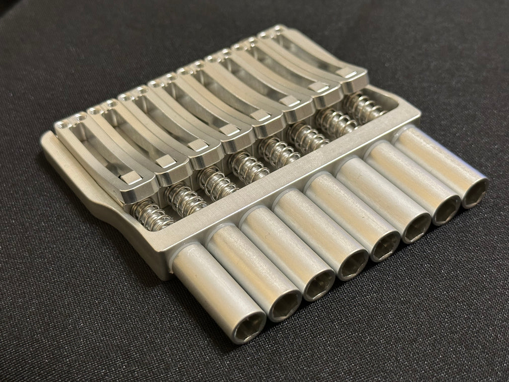 Rakhvari 8 String Hardtail Bridge - Silver Baseplate / Silver Hardware