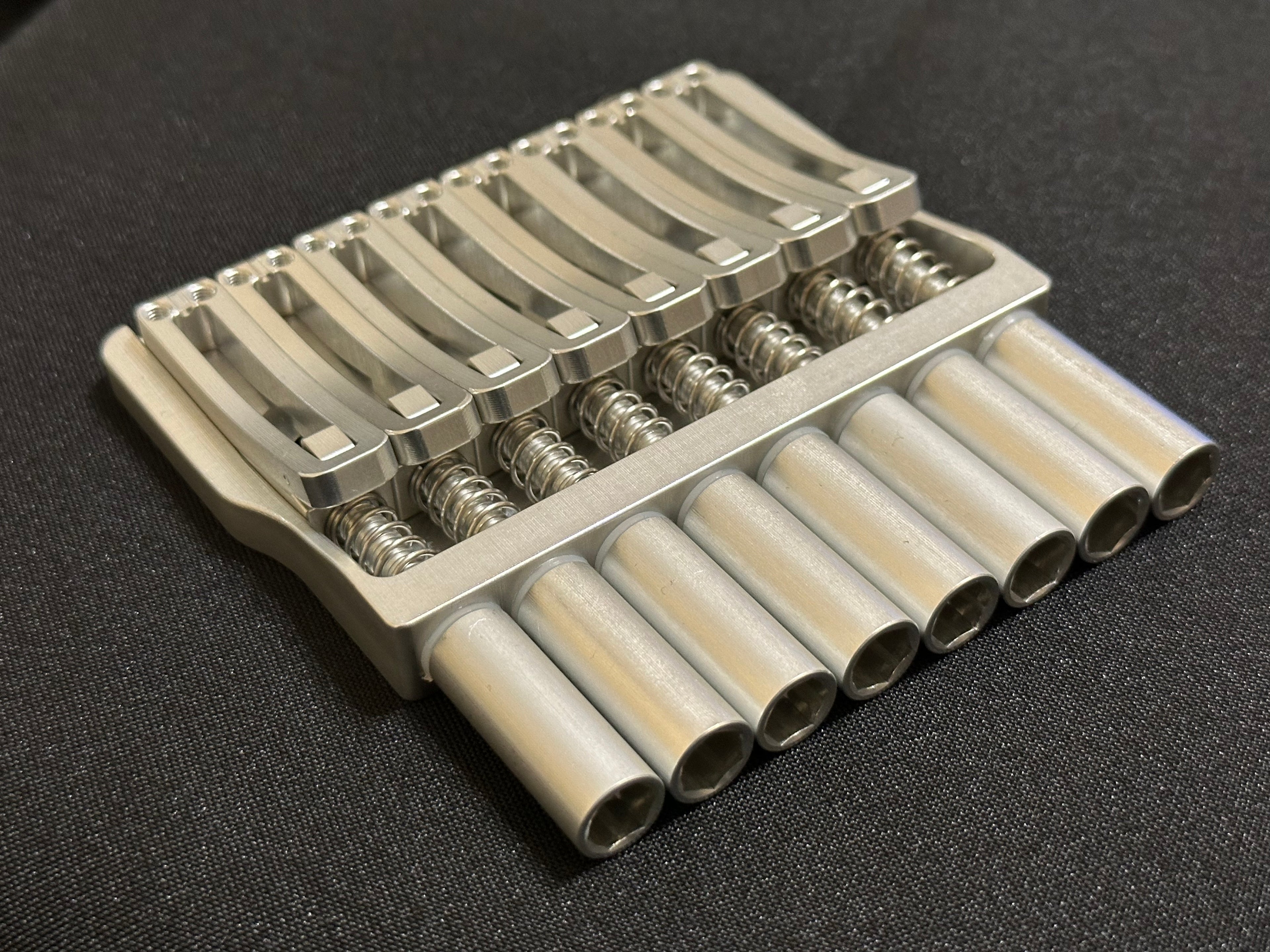 Rakhvari 8 String Hardtail Bridge - Silver Baseplate / Silver Hardware
