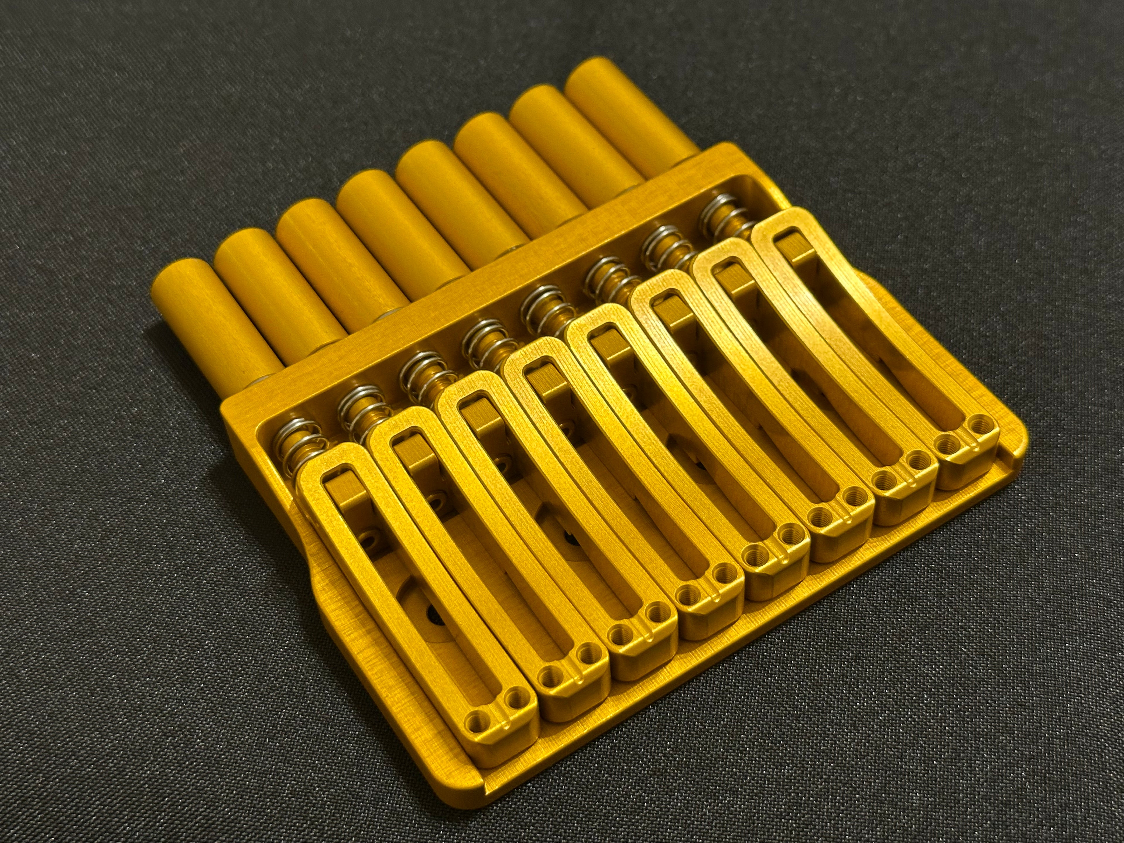 Rakhvari 8 String Hardtail Bridge - Gold Baseplate / Gold Hardware