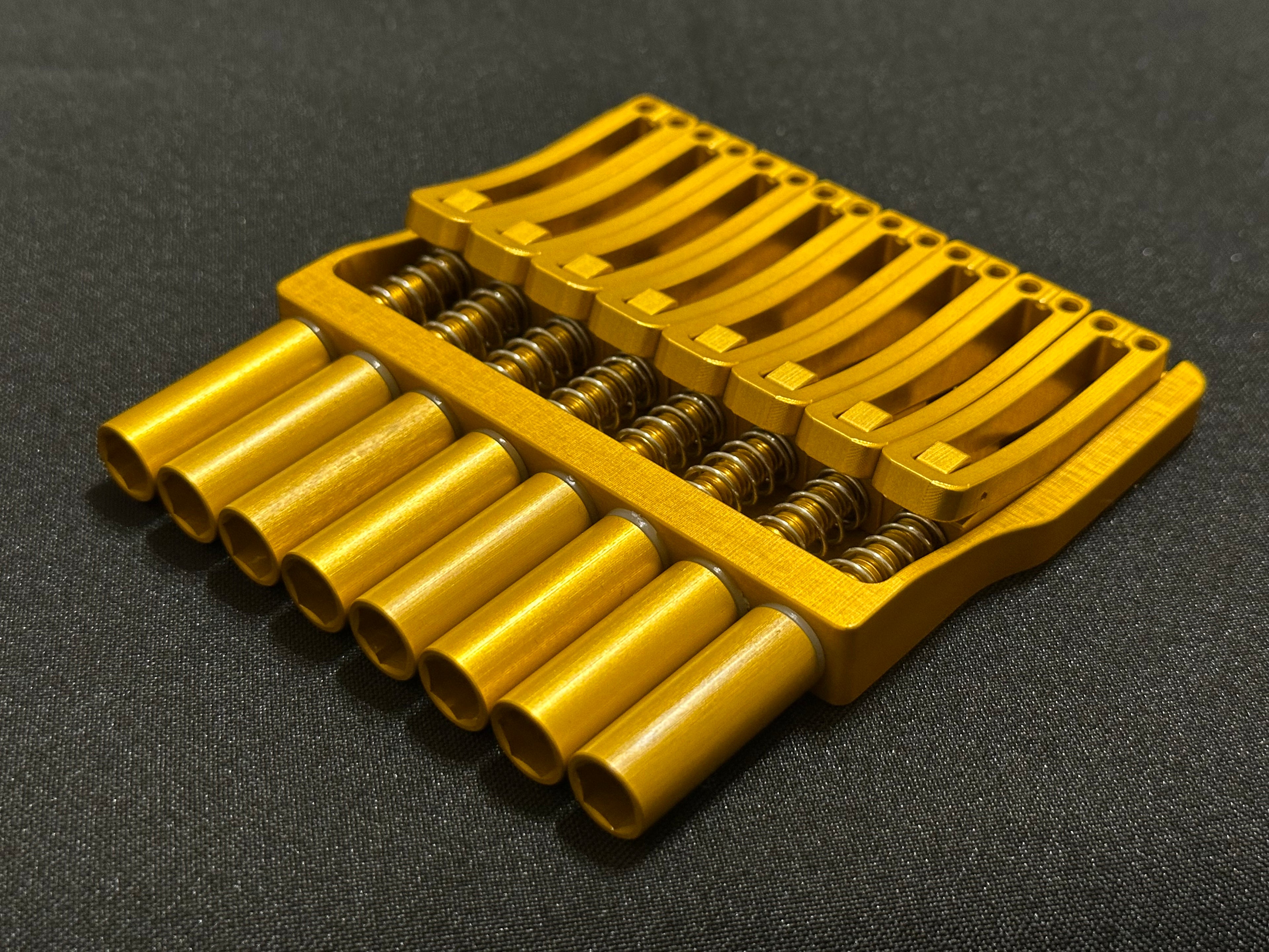 Rakhvari 8 String Hardtail Bridge - Gold Baseplate / Gold Hardware